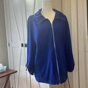 Chico’s Royal Blue Zip Front Jacket Roll Sleeve Size 3